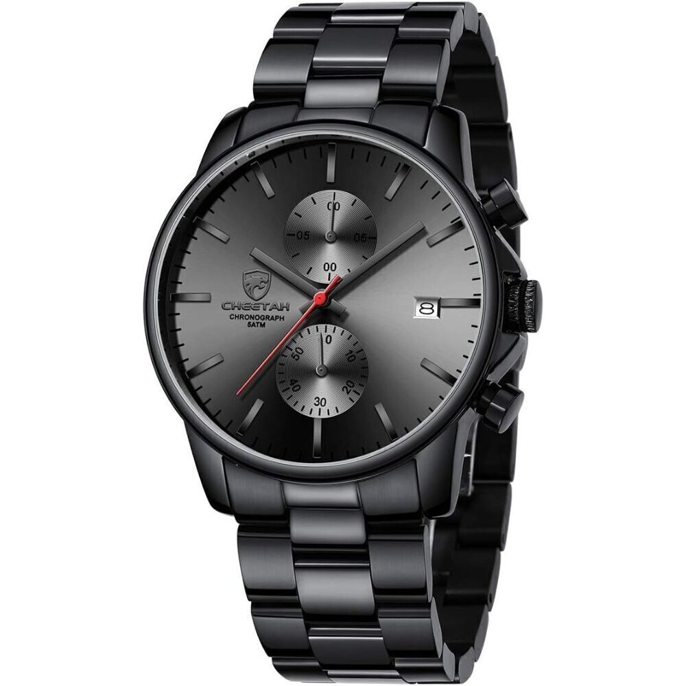 GOLDEN HOUR Men's Watches with Black Stainless Steel and Metal Casual Waterproof